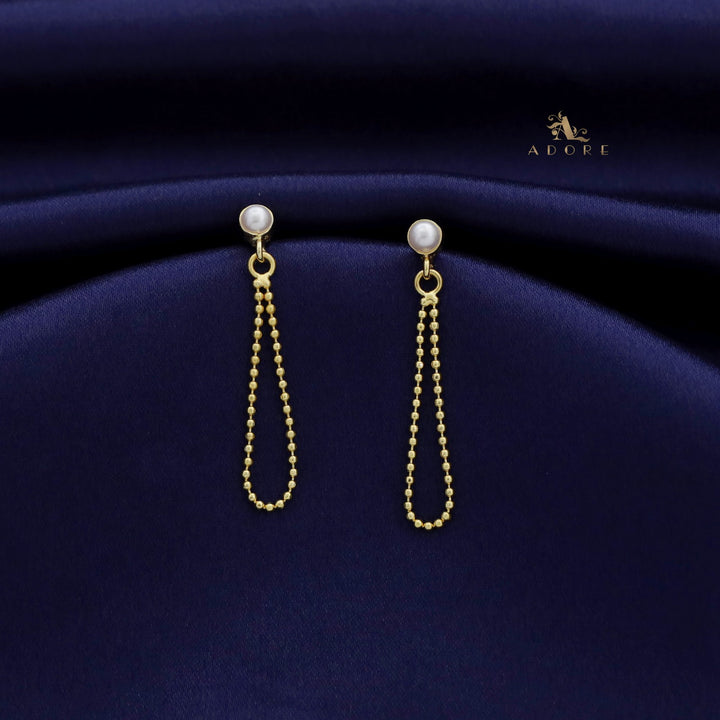Pearly Gold Ball Chain Earring ( 5 MM)