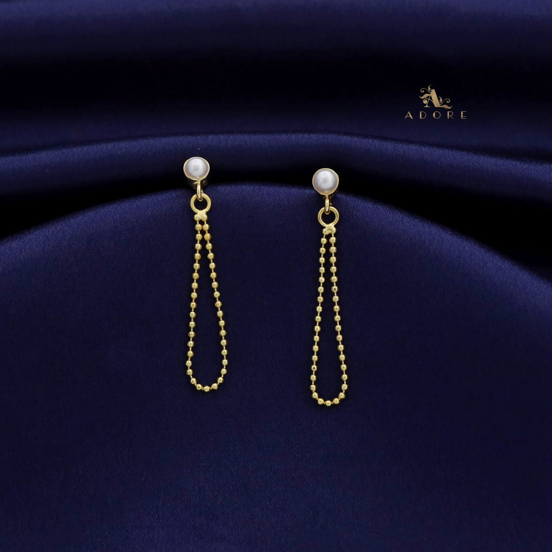 Pearly Gold Ball Chain Earring ( 5 MM)