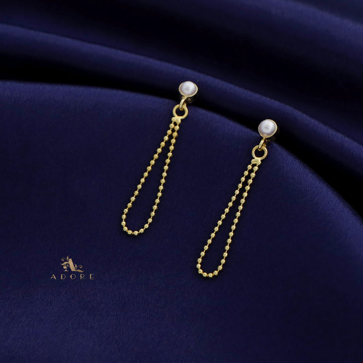 Pearly Gold Ball Chain Earring ( 5 MM)