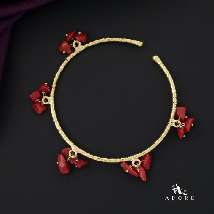 Golden Textured Cluster Stone Bangle