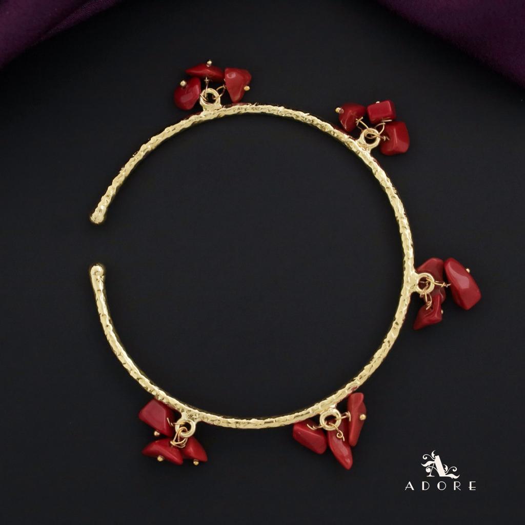 Golden Textured Cluster Stone Bangle