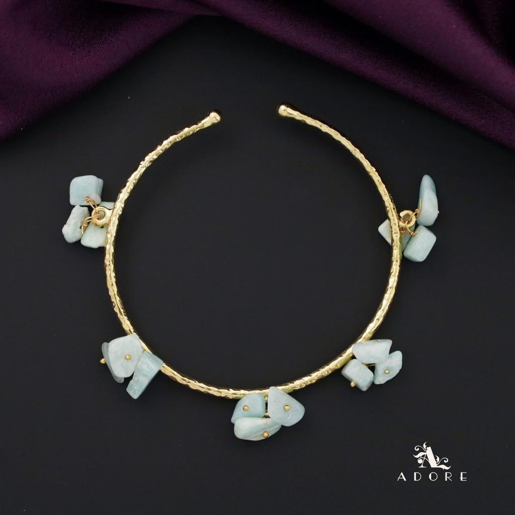 Golden Textured Cluster Stone Bangle