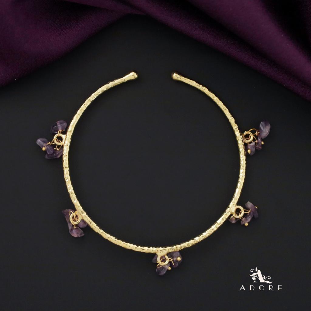 Golden Textured Cluster Stone Bangle