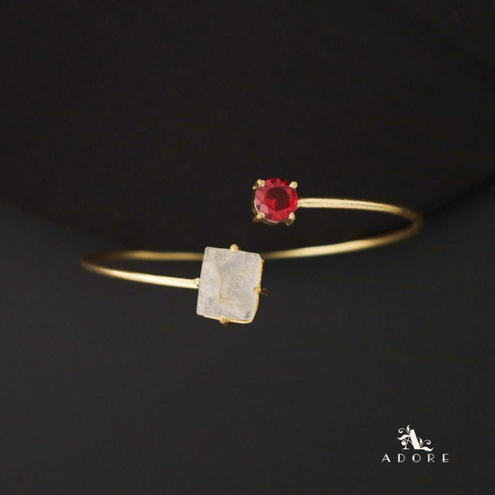 Nashva Raw Stone Rectangle Round Glossy Bangle