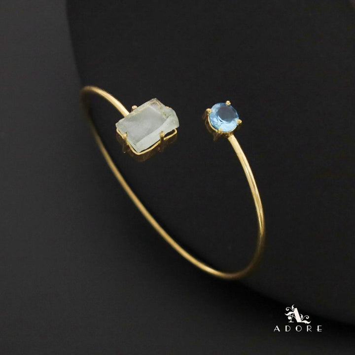 Nashva Raw Stone Rectangle Round Glossy Bangle