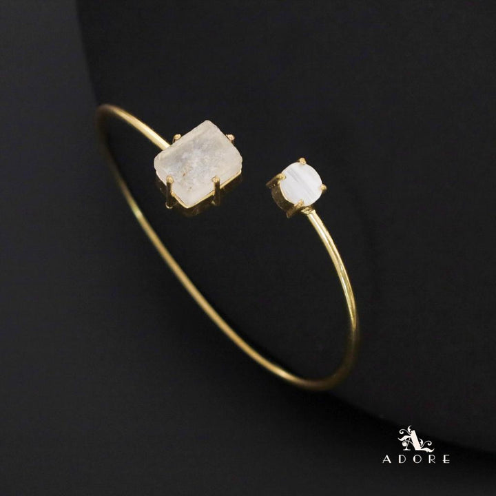 Nashva Raw Stone Rectangle Round Glossy Bangle