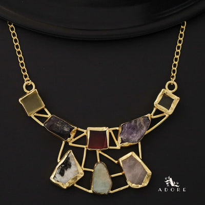 Multicolour Araiza Raw Stone Neckpiece