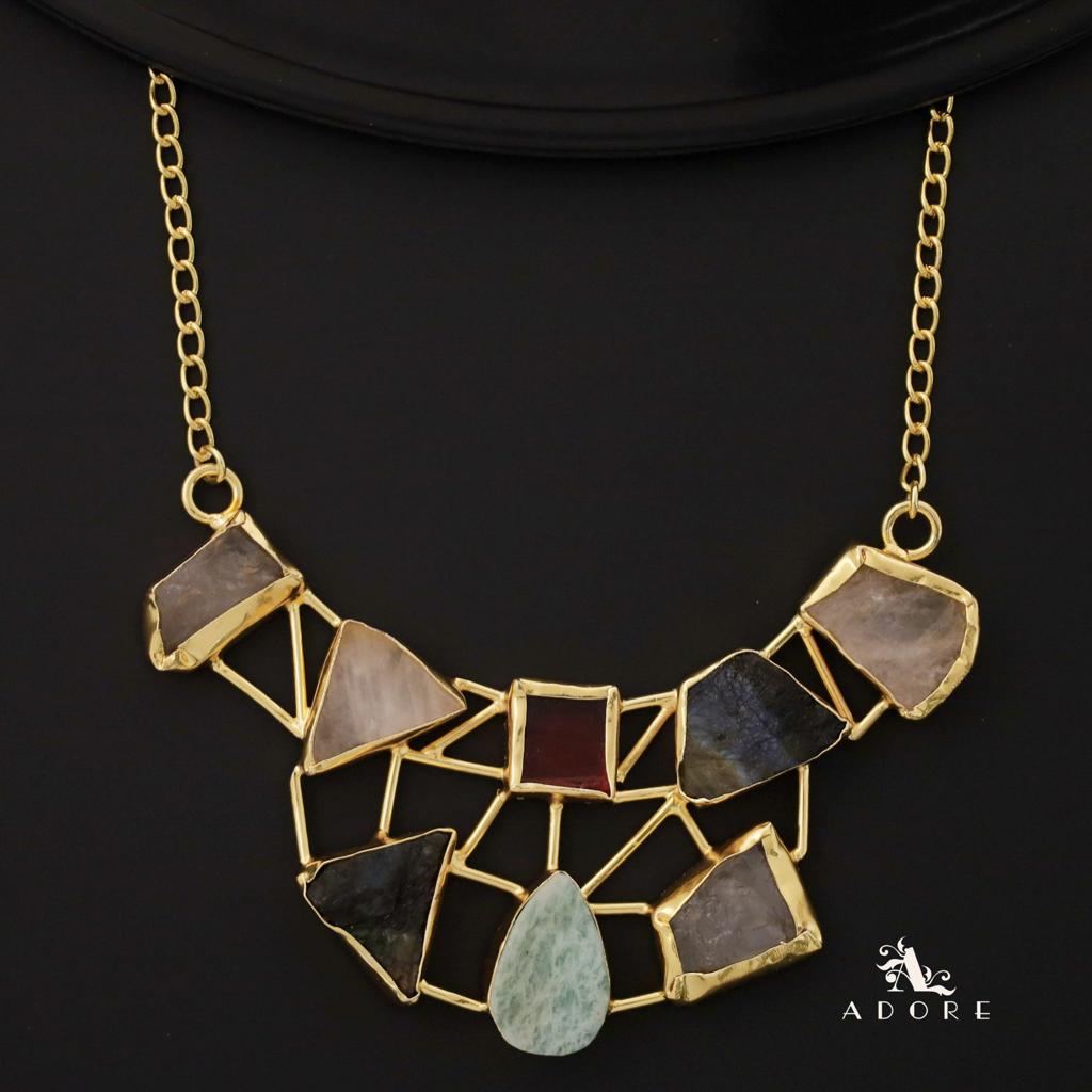 Multicolour Araiza Raw Stone Neckpiece