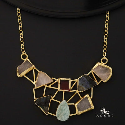 Multicolour Araiza Raw Stone Neckpiece