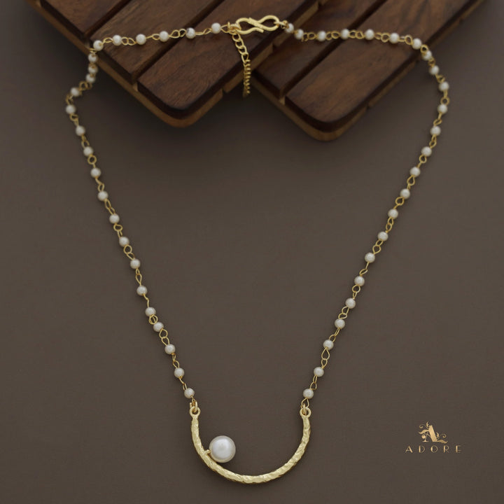Nasmiya Golden Textured Moon Neckpiece