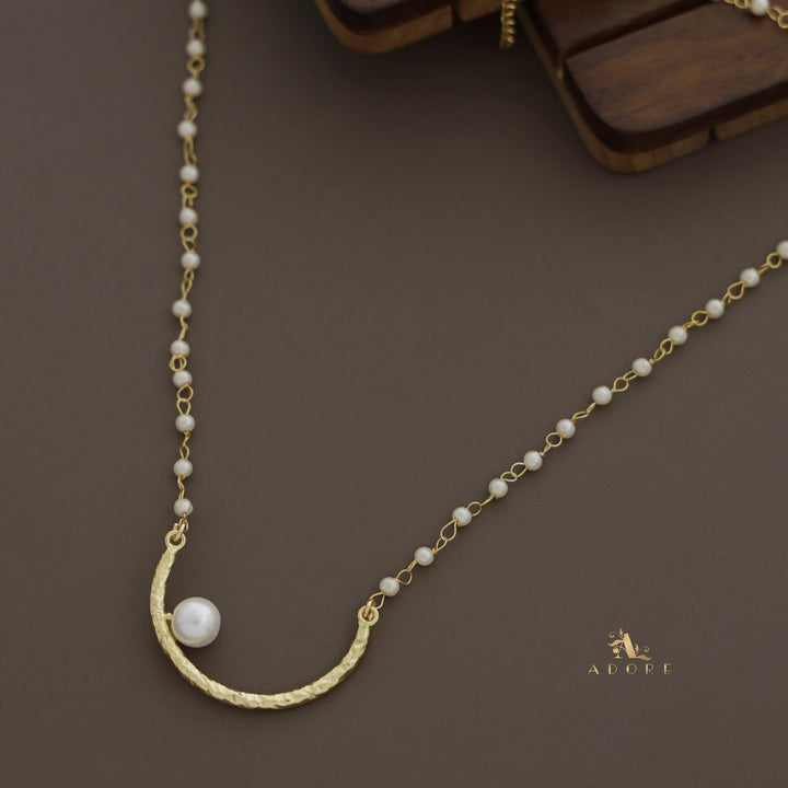 Nasmiya Golden Textured Moon Neckpiece