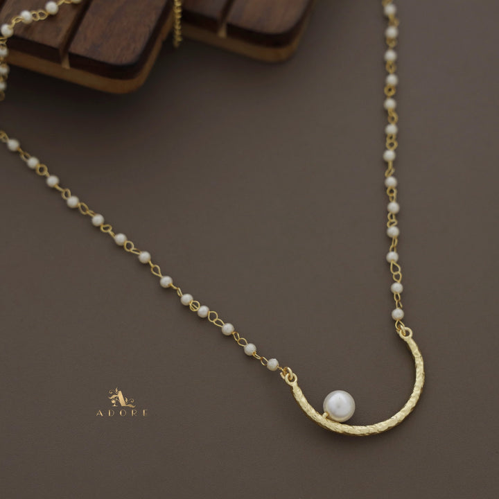 Nasmiya Golden Textured Moon Neckpiece