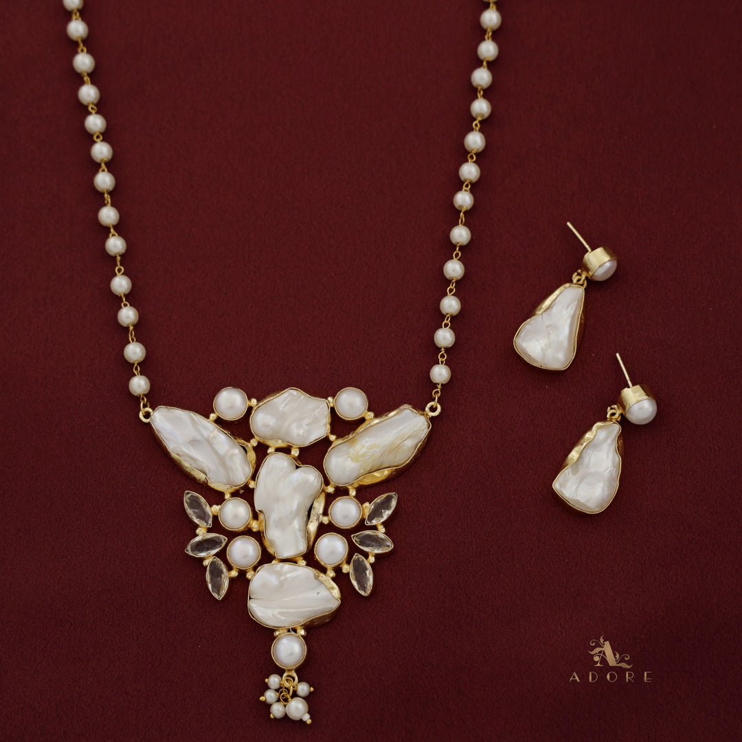 Emaya Baroque Long Pearl Neckpiece With Earring