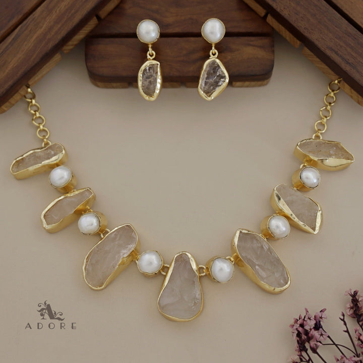 Pegasus Rugged Stone Neckpiece With Earring