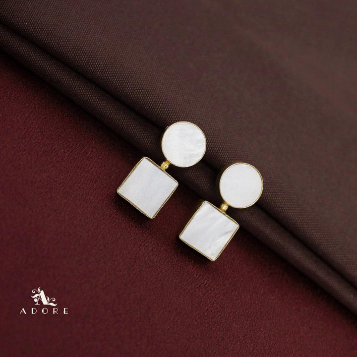 MOP Round And Square Earring