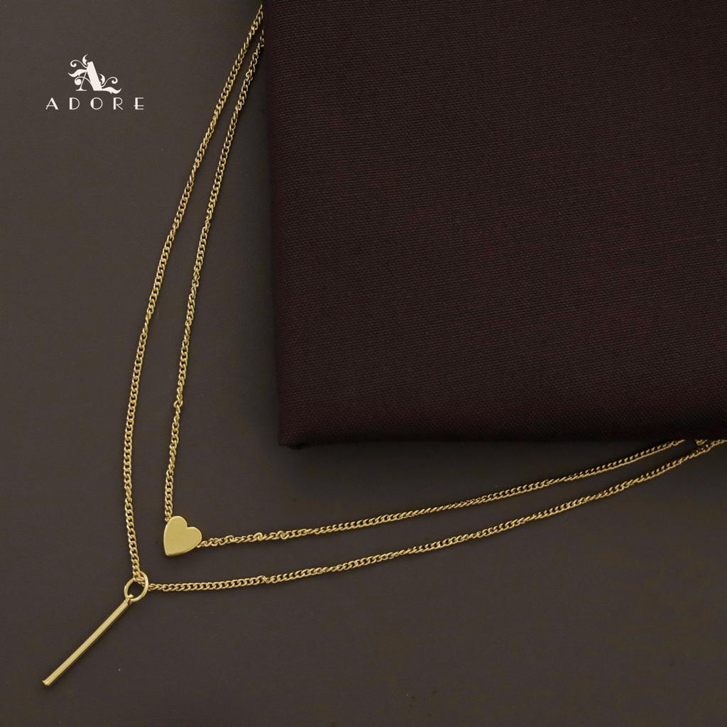Golden Heart And Line 2 in 1 Neckpiece