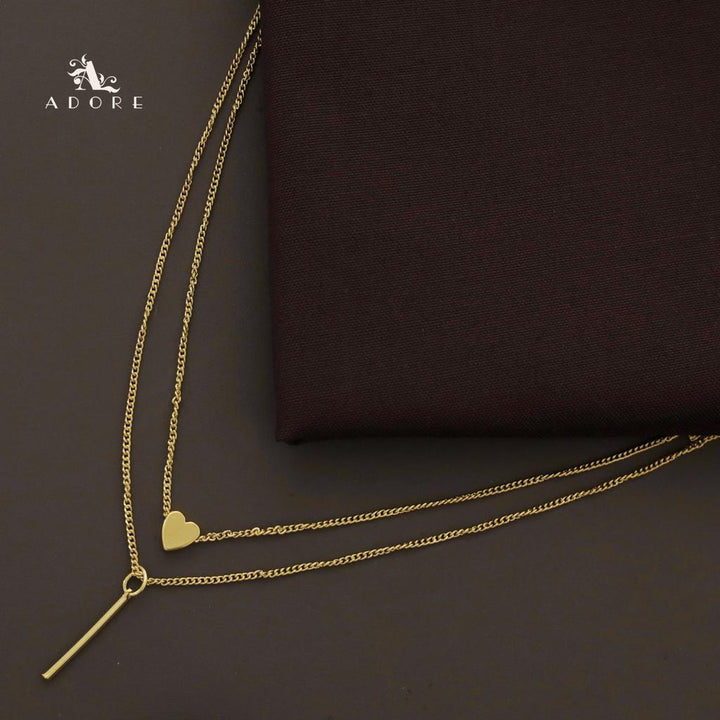 Golden Heart And Line 2 in 1 Neckpiece