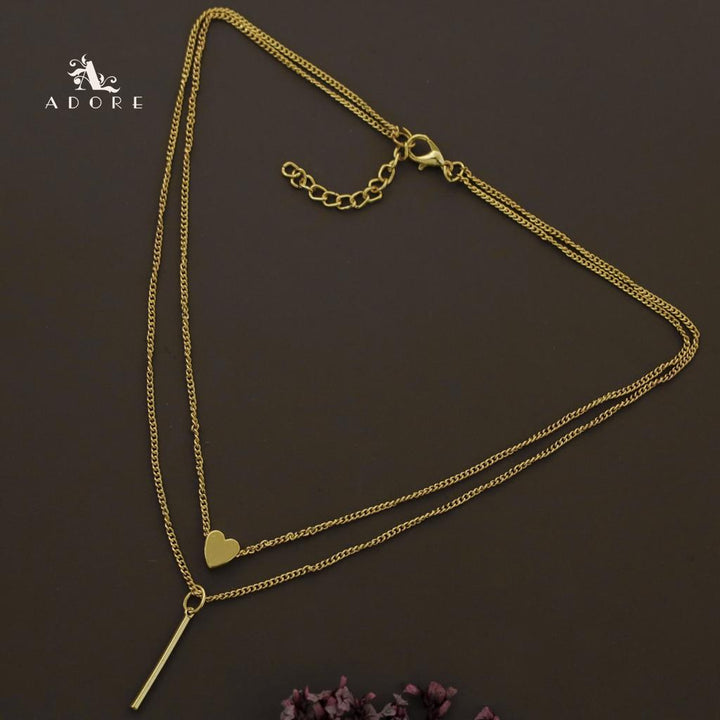 Golden Heart And Line 2 in 1 Neckpiece