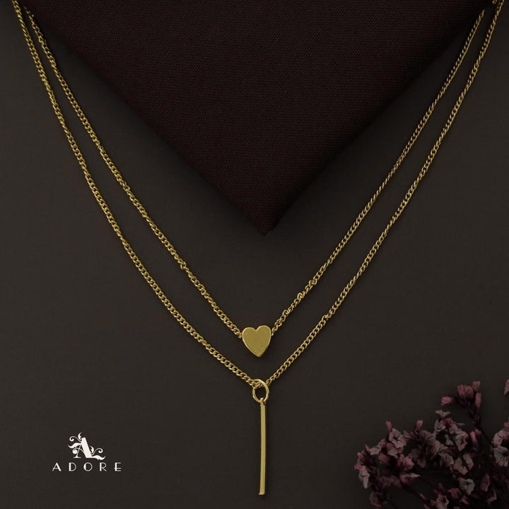 Golden Heart And Line 2 in 1 Neckpiece