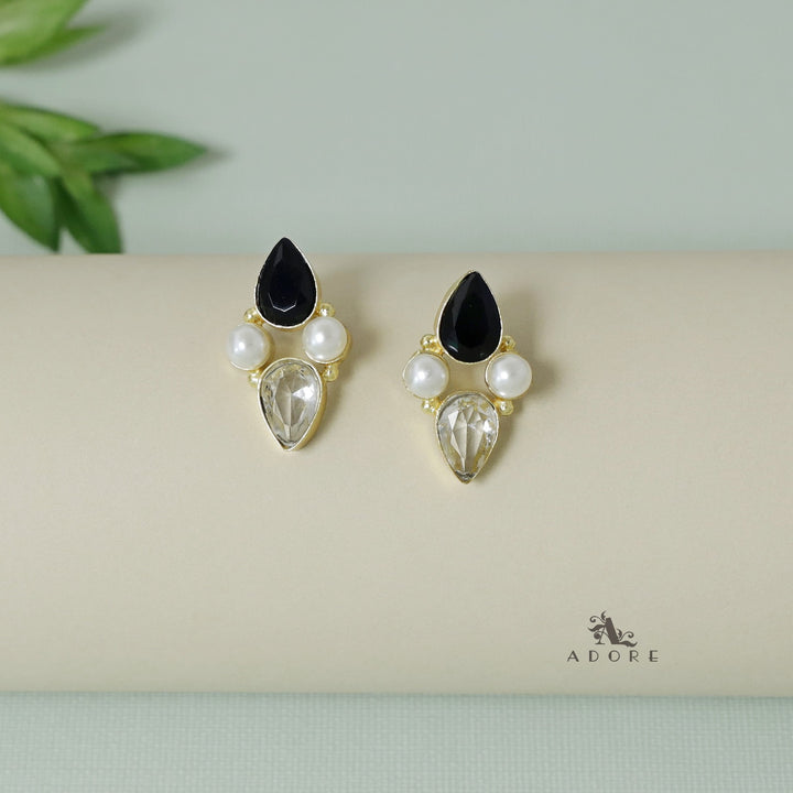 Dual Pearly Glossy Drop Earring