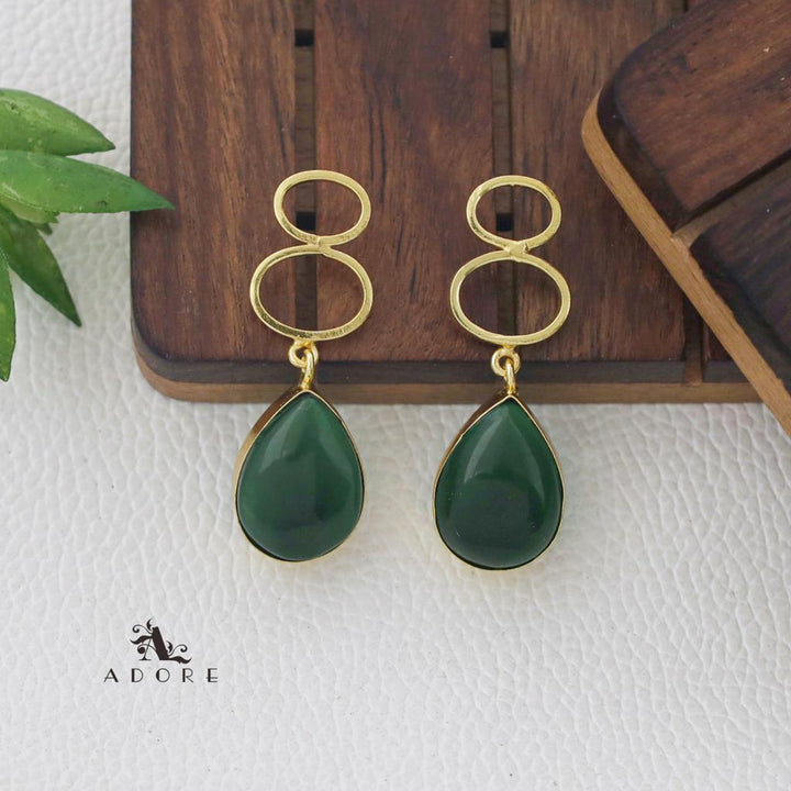 Golden Dual Oval Glossy Drop Earring