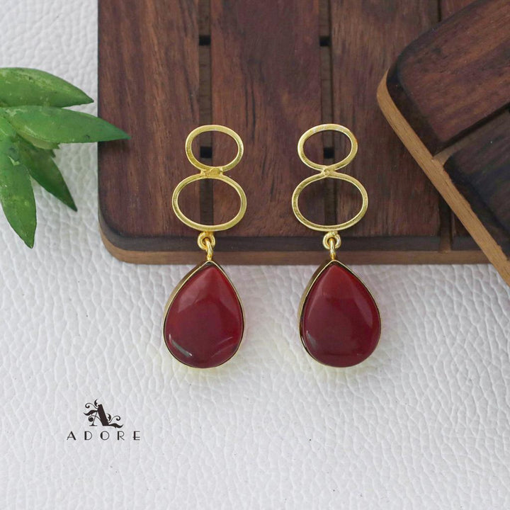 Golden Dual Oval Glossy Drop Earring