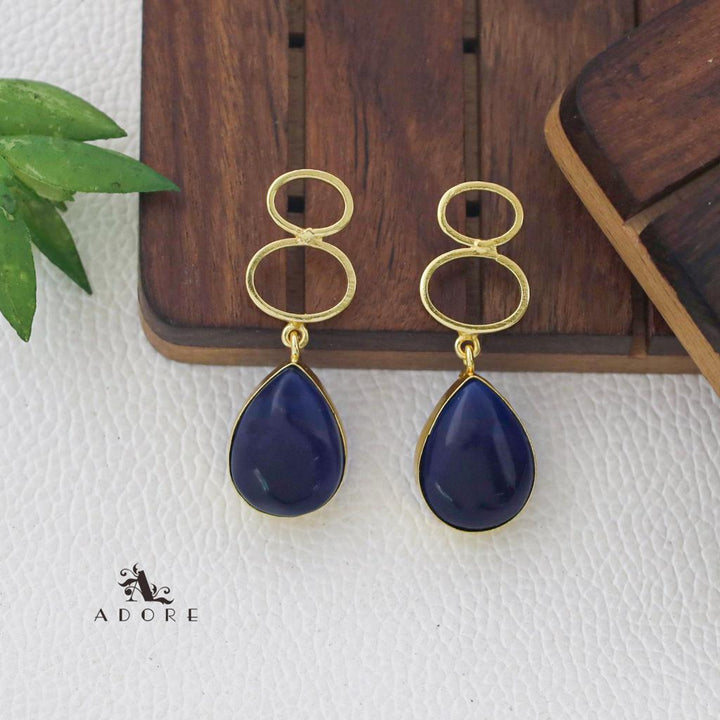 Golden Dual Oval Glossy Drop Earring