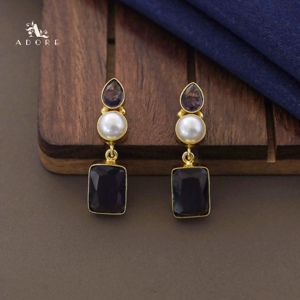 Eviana Glossy Drop + Rectangle Pearl Earring