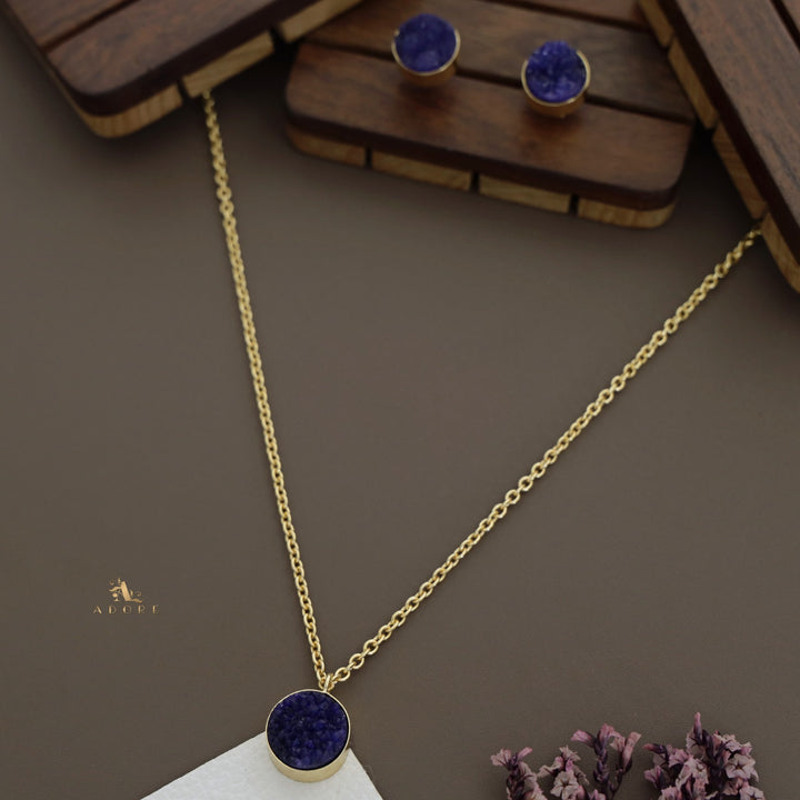 Kamilla Druzy Long Neckpiece With Stud ( Dyed Stone )