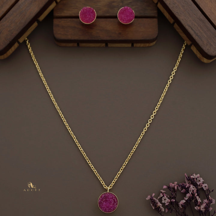 Kamilla Druzy Long Neckpiece With Stud ( Dyed Stone )