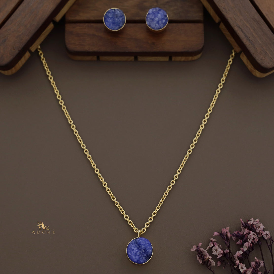 Kamilla Druzy Long Neckpiece With Stud ( Dyed Stone )