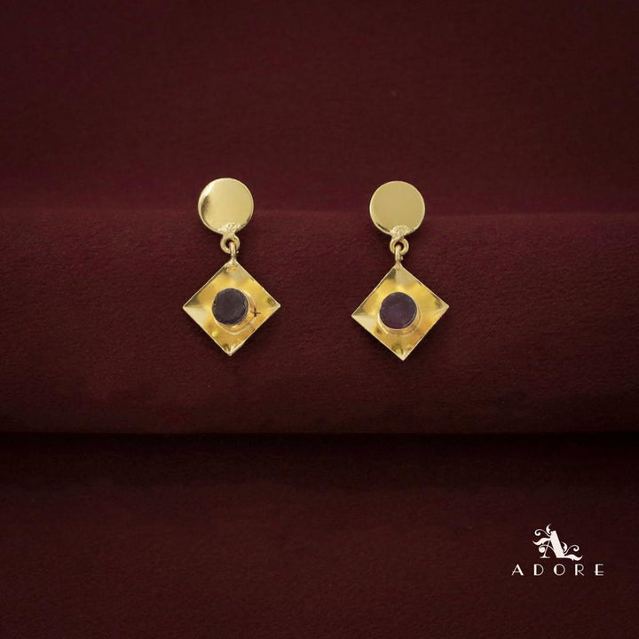 Golden Coin + Diamond Raw Stone Earring