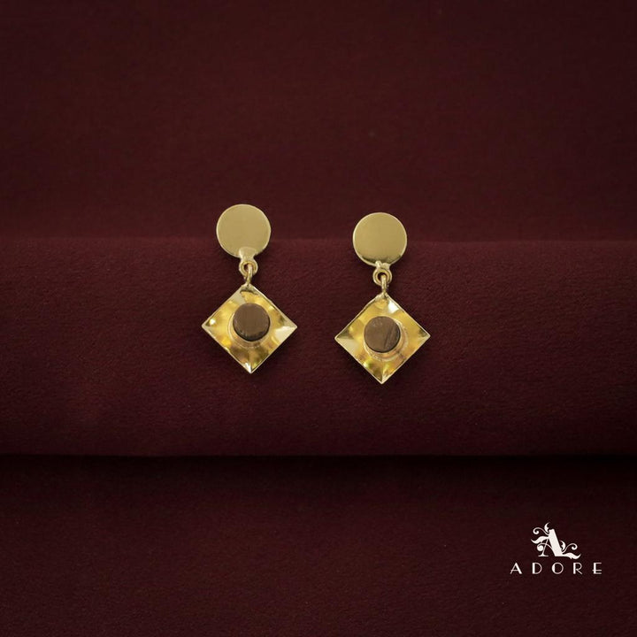 Golden Coin + Diamond Raw Stone Earring