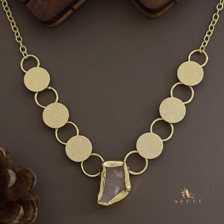 Raw Stone Textured Coin + Circle Neckpiece