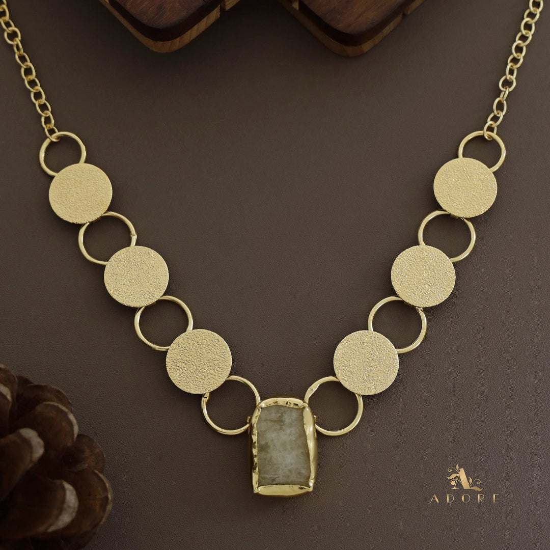 Raw Stone Textured Coin + Circle Neckpiece