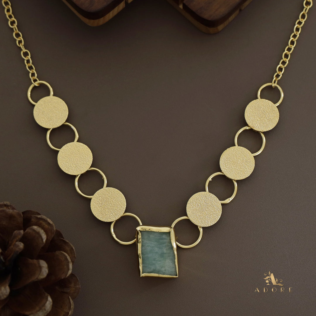 Raw Stone Textured Coin + Circle Neckpiece