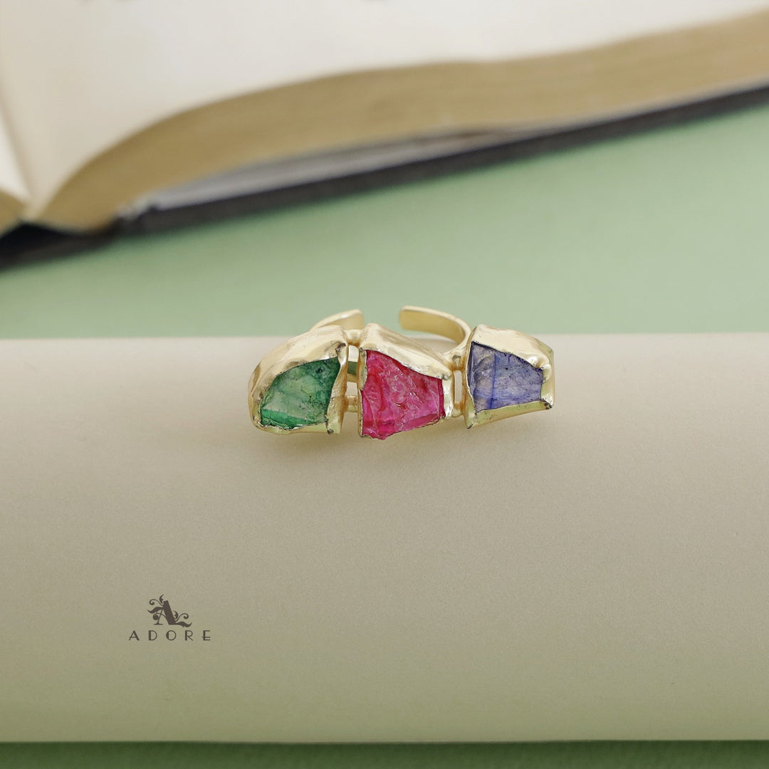 Raw Stone 3 Multicolour Ring
