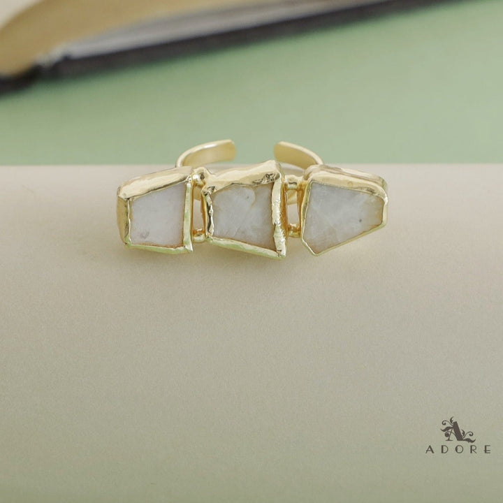 Three Raw Stone Ring
