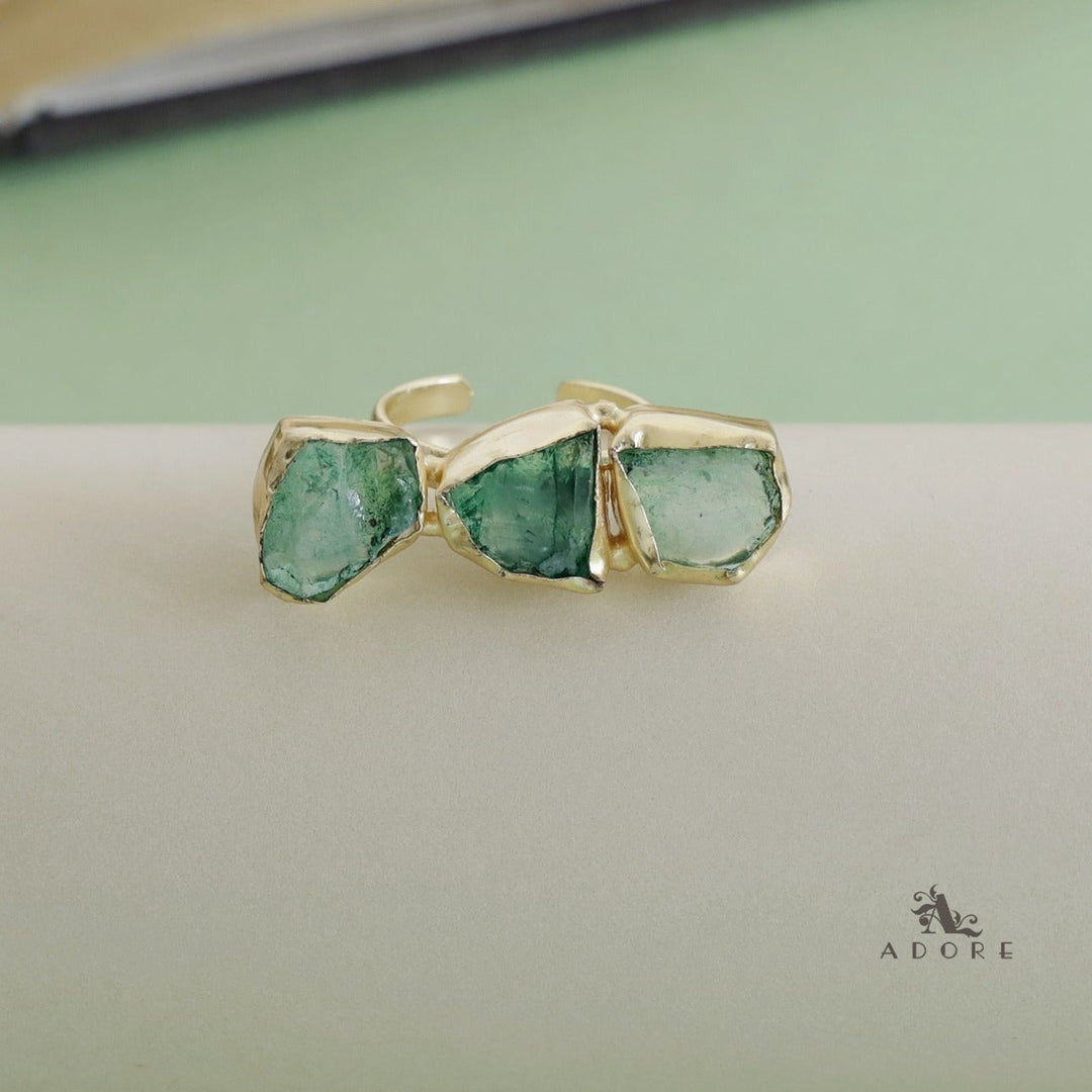 Three Raw Stone Ring