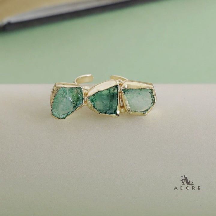 Three Raw Stone Ring