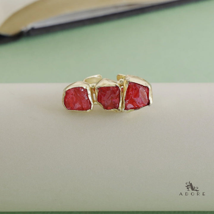 Three Raw Stone Ring