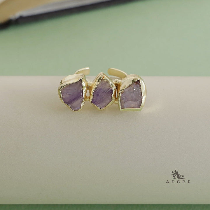 Three Raw Stone Ring
