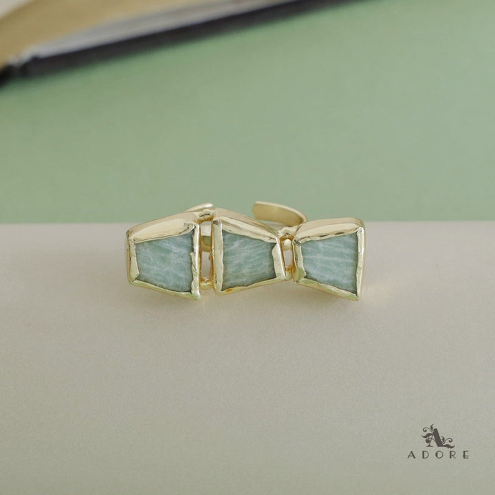 Three Raw Stone Ring