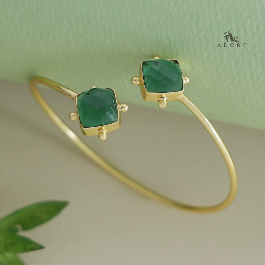 Golden Dotted Dual Glossy Square Bangle