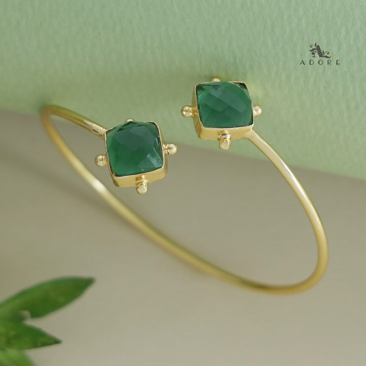 Golden Dotted Dual Glossy Square Bangle