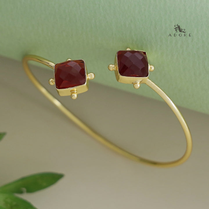 Golden Dotted Dual Glossy Square Bangle