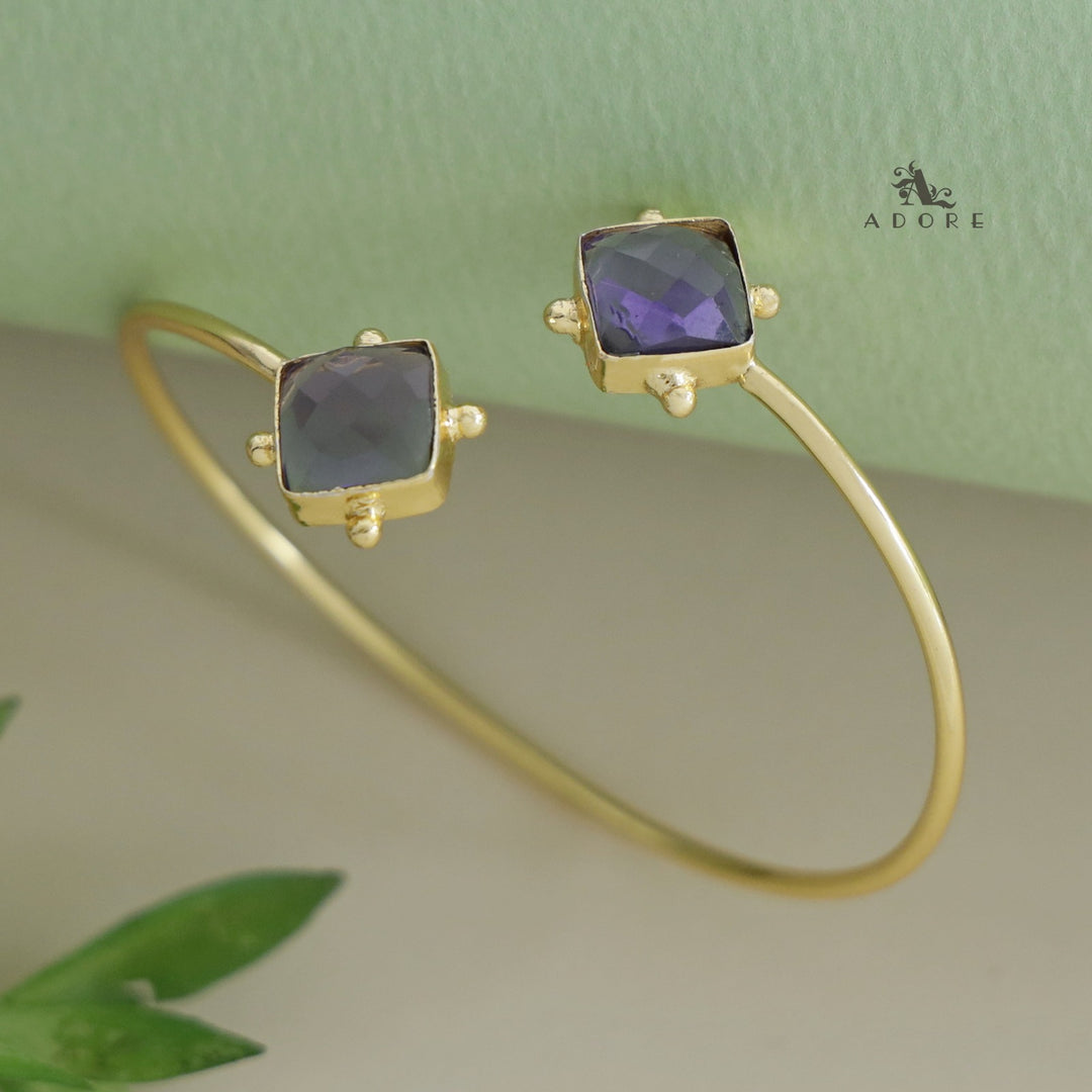 Golden Dotted Dual Glossy Square Bangle