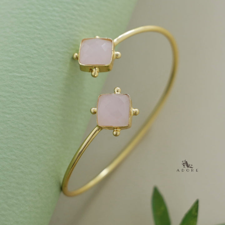 Golden Dotted Dual Glossy Square Bangle
