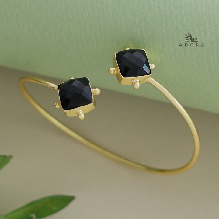 Golden Dotted Dual Glossy Square Bangle