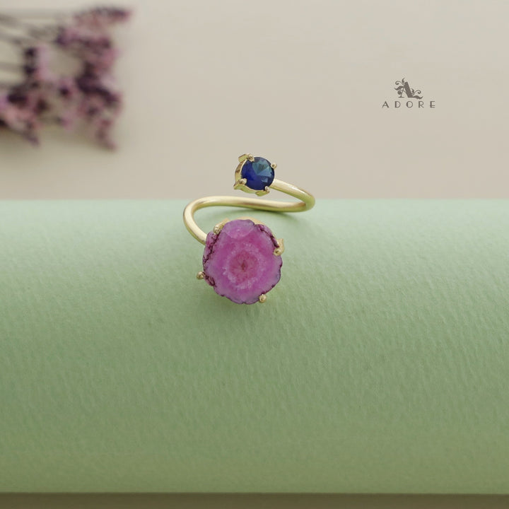 Griva Pink Agate + Glossy Ring ( Dyed Agate )